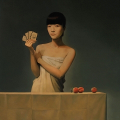 油画——《游戏的女孩》——江丰