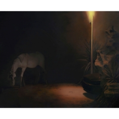 油画——《夜园》——江丰