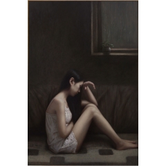 油画——《沙发女子》——李华琪